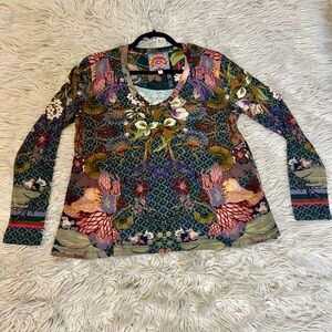 Johnny Was Aran Floral Long Sleeve Jersey Top